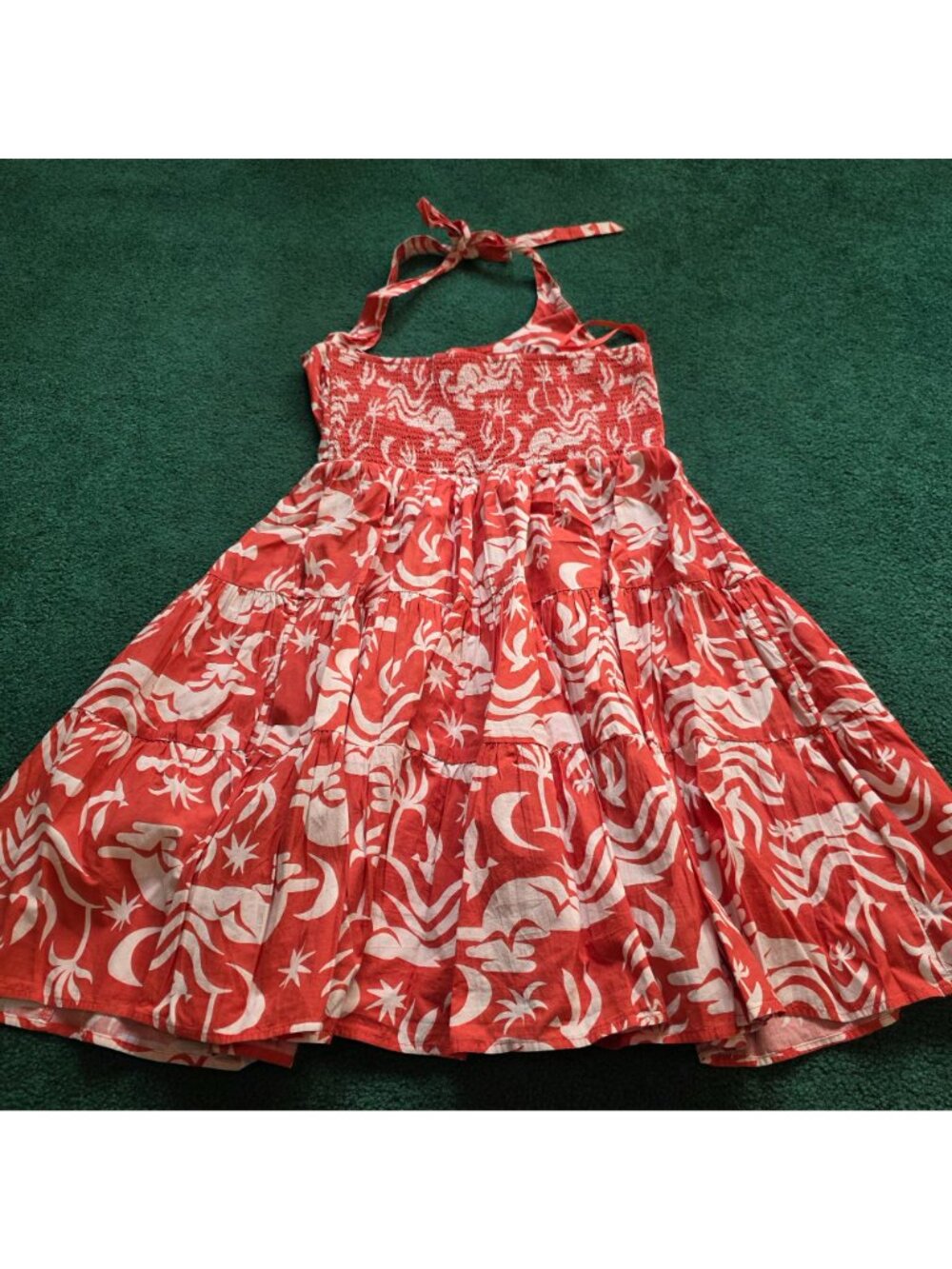 Anthropologie Daniella Manini Celandine Mini Dress Sz L Smocked Back 100% Cotton - Picture 5 of 12